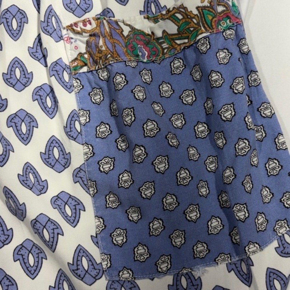 Voyou‎ Rayon Mixed Print Pajama Lounge Pants Blue White Paisley Boho Small - Picture 5 of 6